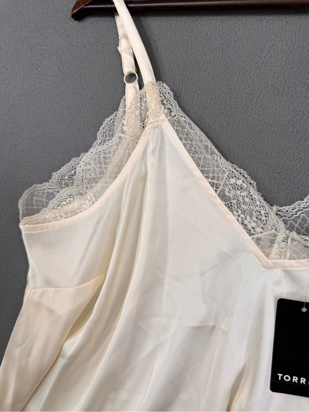 Torrid Satin Lace Trim Cami Ivory, Whisper White, Camisole, 1X - Picture 8 of 16